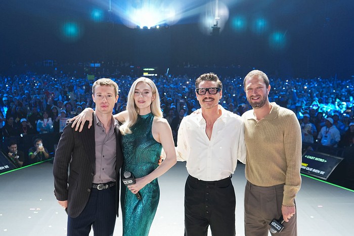 3MEXICO CITY, MEXICO - MAY 31: Joseph Quinn, Vanessa Kirby, Pedro Pascal and Ebon Moss-Bachrach attends the 2025 CCXP Mexico at Centro Banamex on May 31, 2025 in Mexico City, Mexico. (Photo by Cristopher Rogel Blanquet/Getty Images for Disney)