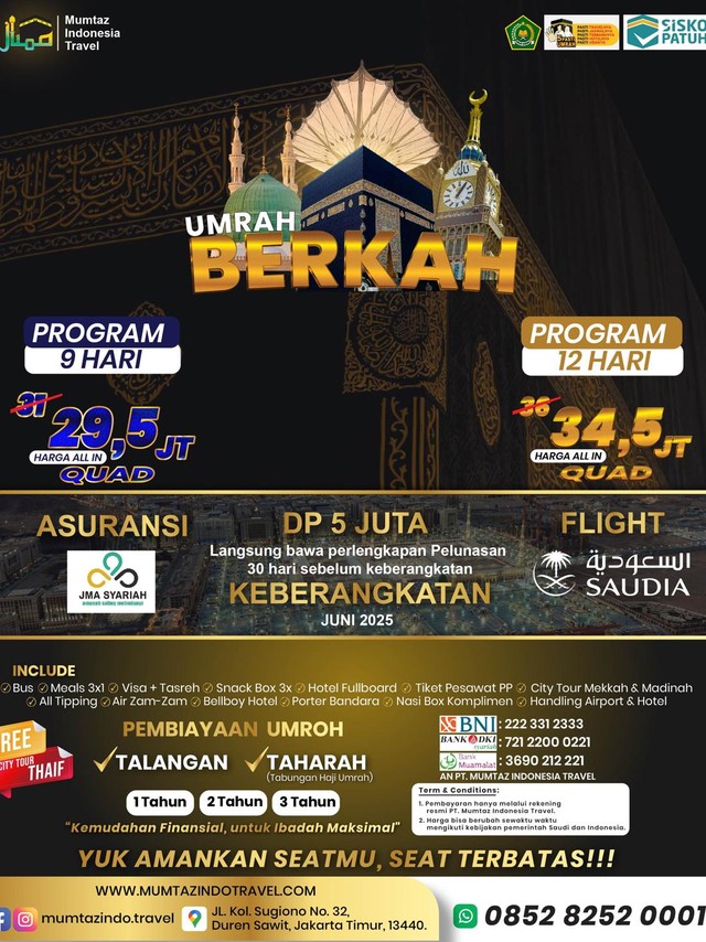 Spesial Juni 2025: Umroh Berkah Bersama Mumtaz Indonesia Travel