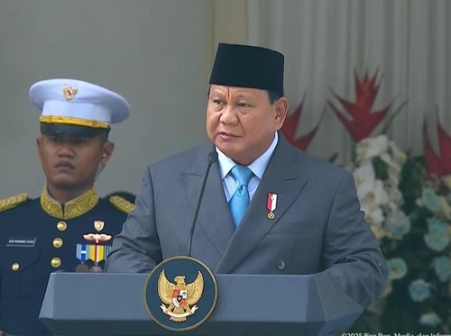 Presiden Prabowo Subianto memberikan amanat pada peringatan Hari Pancasila