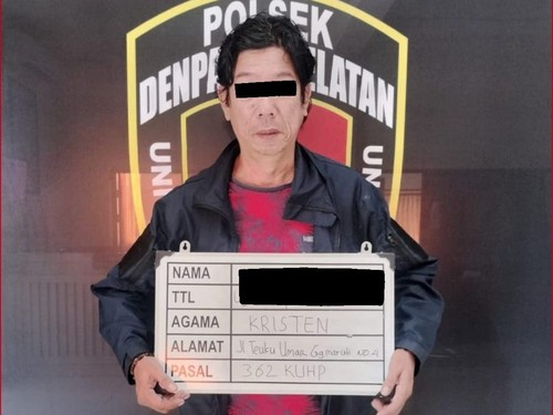 Pria Makassar ditahan di Mapolsek Denpasar Selatan gegara jambret kalung milik warga Inggris, Kamis (26/5/2025). (Dok Polresta Denpasar)