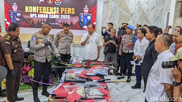 Jumpa pers hasil Operasi Aman Candi 2025 di Mapolda Jateng, Selasa (3/6/2025).