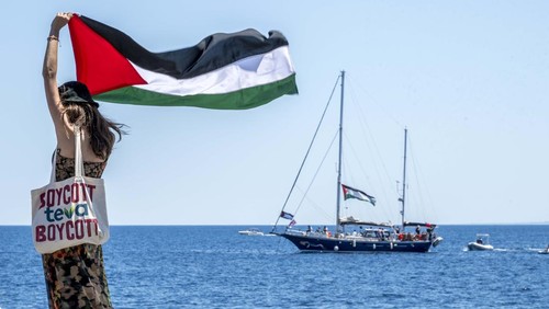CATANIA, ITALY - JUNE 01: Greta Thunberg speaking at the press conference. Greta is part of the crew of the ship Madleen, headed to Gaza to deliver humanitarian aid on June 01, 2025 in Catania, Italy. Swedish activist Greta Thunberg is among those who will attempt to sail to Gaza on a boat organized by the Freedom Flotilla Coalition (FFC), in a bid to break Israels blockade of the Palestinian territory. Freedom Flotilla had to abort a previous journey in early May after it said its boat came under attack by drones in international waters near Malta. (Photo by Fabrizio Villa/Getty Images)