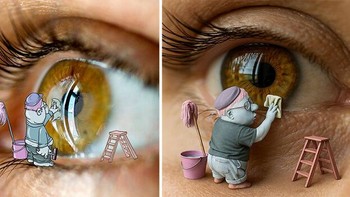 Lucas Levitan adalah seniman Brasil yang tinggal di Madrid, terkenal karena proyek kreatifnya Photo Invasion, di mana ia menggambar di atas foto-foto Instagram orang lain untuk mengungkap kisah-kisah tersembunyi. Foto: Lucas Levitan via Boredpanda