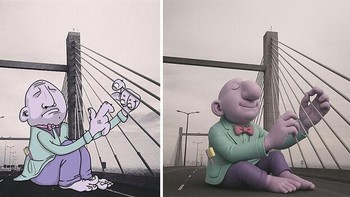 Menjadikan jembatan sebagai harpa... Foto: Lucas Levitan via Boredpanda