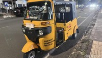 Tampilan Bajaj Maxride di jalanan Kota Jogja, Rabu (4/6/2025).