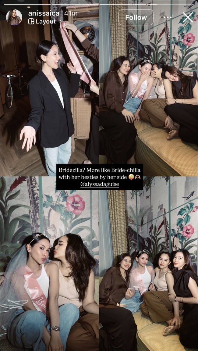 Salah satu sahabat Alyssa yang turut hadir ialqh Aaliyah yang sedang hamil. Selain Aaliyah juga ada 2 sahabat Alyssa lainnya yang turut hadir memberikan kejutan bridal shower. Foto: Instagram