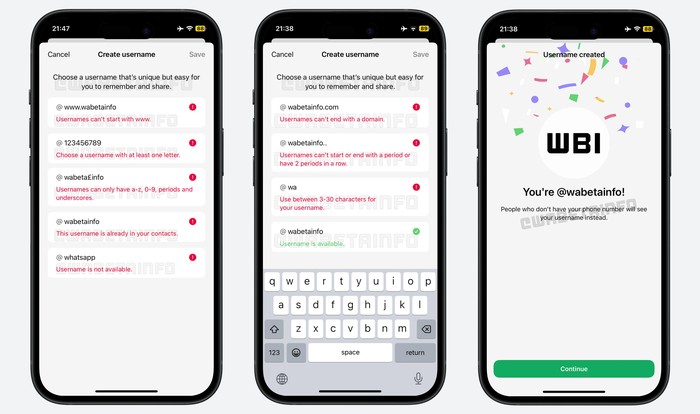 Fitur username di WhatsApp