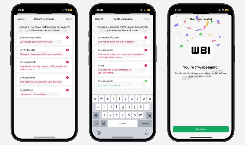 Fitur username di WhatsApp