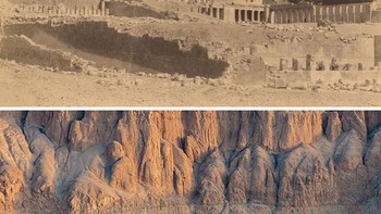 Kuil Pemakaman Hatshepsut, Luxor, Mesir. 1880 vs. 2022 Foto: Boredpanda
