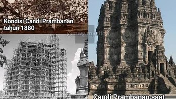 Candi Prambanan dulu dan sekarang. Foto: Boredpanda