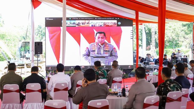 Groundbreaking gudang ketahanan pangan Polda Jateng di Desa Pakisan, Kecamatan Karanggede, Kabupaten Boyolali, Kamis  (5/6/2025).