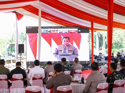 Groundbreaking gudang ketahanan pangan Polda Jateng di Desa Pakisan, Kecamatan Karanggede, Kabupaten Boyolali, Kamis  (5/6/2025).