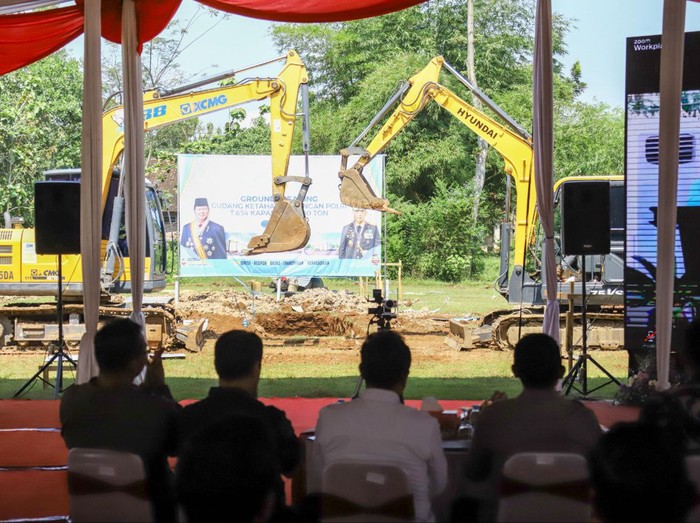 Groundbreaking gudang ketahanan pangan Polda Jateng di Desa Pakisan, Kecamatan Karanggede, Kabupaten Boyolali, Kamis  (5/6/2025).