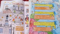 Tak lupa, siswa juga menyertakan gambar ilustrasi yang mendukung tema tugas. Diketahui, siswa-siswa ini mengerjakan tugas sejarah Indonesia. Foto: Uul Siagian