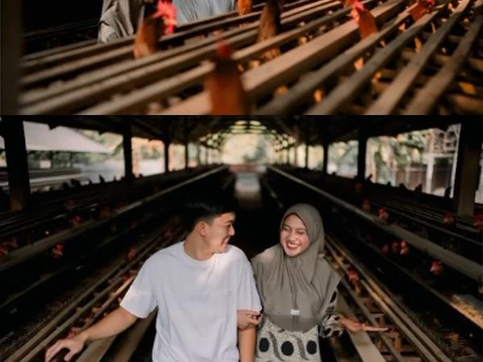 Fotografer ini mengabadikan sesi foto prewedding di kandang ayam, unik dan langsung viral di TikTok.
