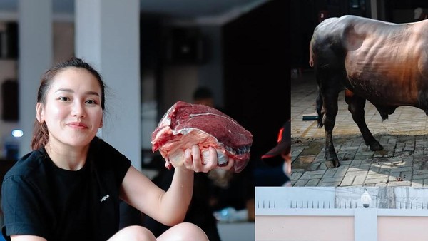 Ayu Ting Ting Beraksi! Ikut Potong Daging Kurban di Rumah