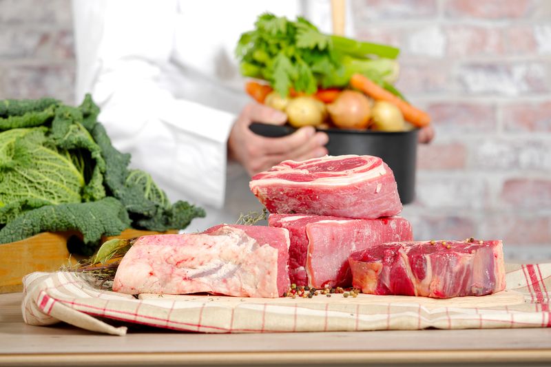 Beef and vegetables for the preparation of French pot-au-feu