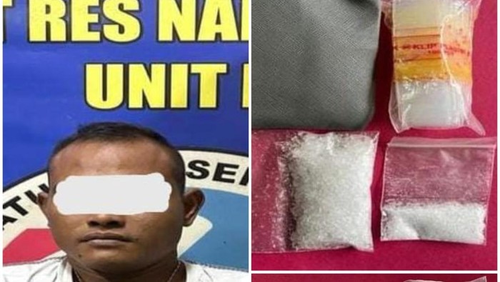 Pengedar narkoba bernama Taufik saat diringkus polisi.