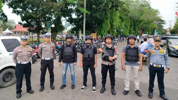 Tim Raga Polres Kuansing, Riau turun mengamankan perayaan Idul Adha.