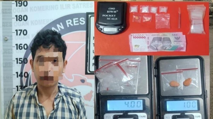 EK, pengedar narkoba di OKI yang diamankan polisi.