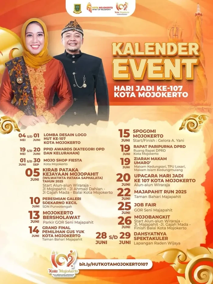 Kalender Event Hari Jadi ke-107 Kota Mojokerto