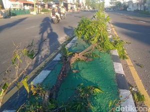 Ngeri Laka Maut Pemotor di Klaten, Bus Mira Sampai Naik ke Median Jalan