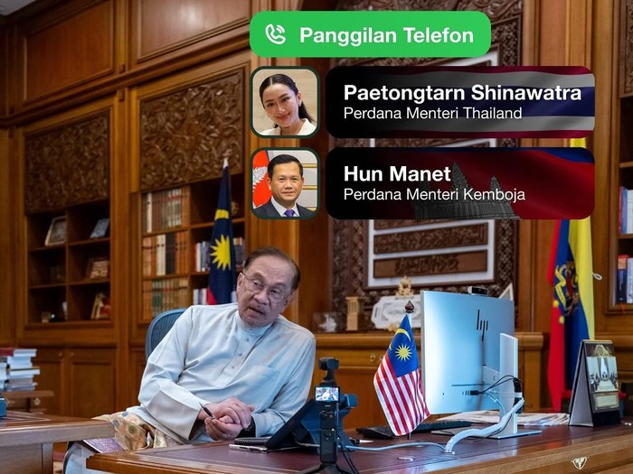 Militer Thailand dan Kamboja sempat terlibat baku tembak. Malaysia selaku Ketua ASEAN mengimbau Thailand dan Kamboja untuk menahan diri. (IG @anwaribrahim_my)