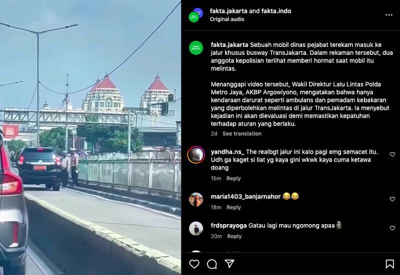 Mobil pelat dinas lewat jalur TransJakarta