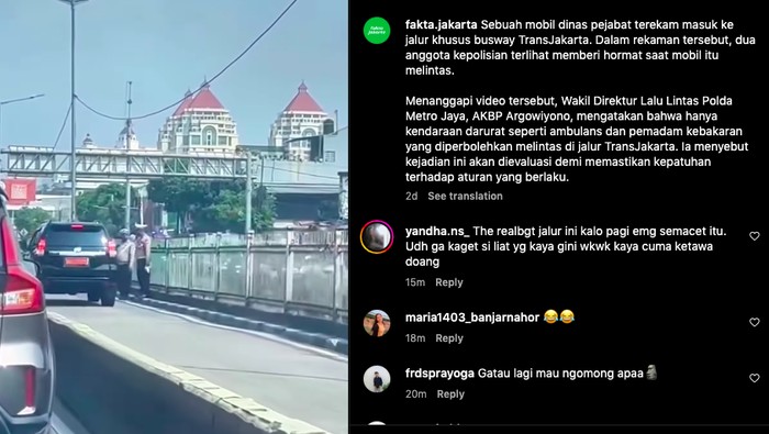 Mobil pelat dinas lewat jalur TransJakarta