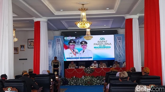 Sambutan Bupati Majalengka Eman Suherman dalam rapat paripurna peringatan Hari Jadi ke-535 Majalengka.
