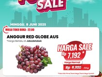 Anggur Red Globe di Transmart Full Day Sale Rp 7.192/100 Gram