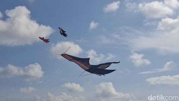 Abiantimbul Kite Festival #3 yang diadakan oleh Banjar Abiantimbul di Subak Ulun Suwi, Denpasar. Minggu (8/6/2025).
