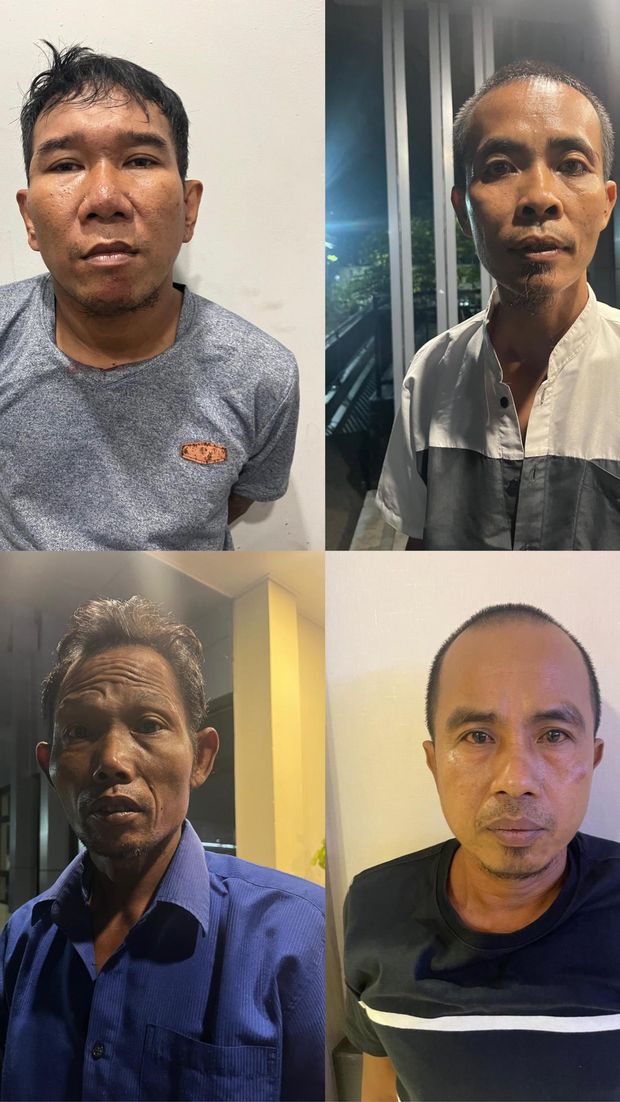Tampang empat tersangka komplotan pencurian motor yang diamankan Polsek Kelapa Gading.