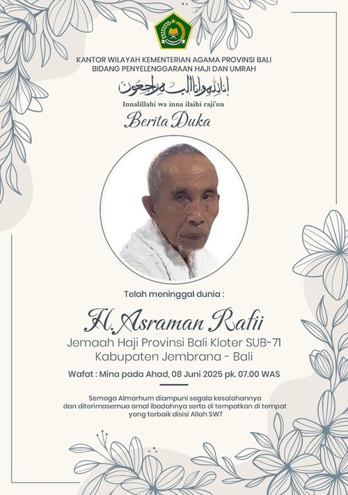 Jemaah haji asal Bali yan meninggal di Arab. (dok. Kanwil Kemenag Bali)