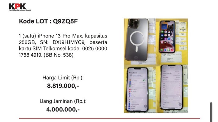 Barang rampasan aset koruptor yang disita KPK