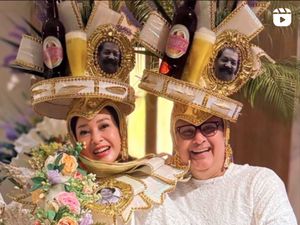Gaya Kocak Maia Estianty-Irwan Mussry Pakai Kostum Carnaval di Brasil