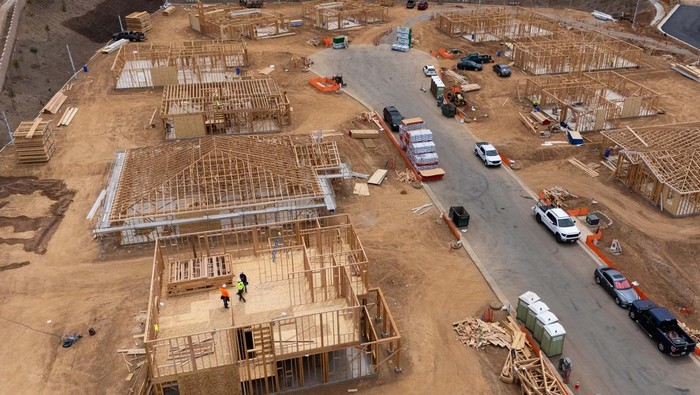 Finished homes are shown in the nation's first new-home community that meets the home and neighborhood-level wildfire resilience standards, developed by the Insurance Institute for Business & Home Safety (IBHS) built by KB Home in Escondido, California, U.S., May 28, 2025. REUTERS/Mike Blake
