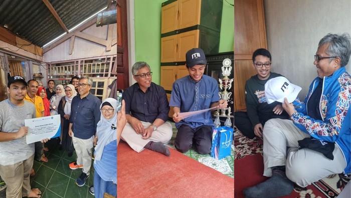 Saat Devit dijemput Rekor ITB langsung untuk kuliah ke Bandung. (Devit dampak bertopi pada foto di bagian tengah)