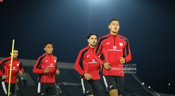Timnas Indonesia menggelar latihan jelang pertandingan melawan Jepang.