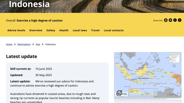 Travel warning Australia ke Indonesia, termasuk Bali