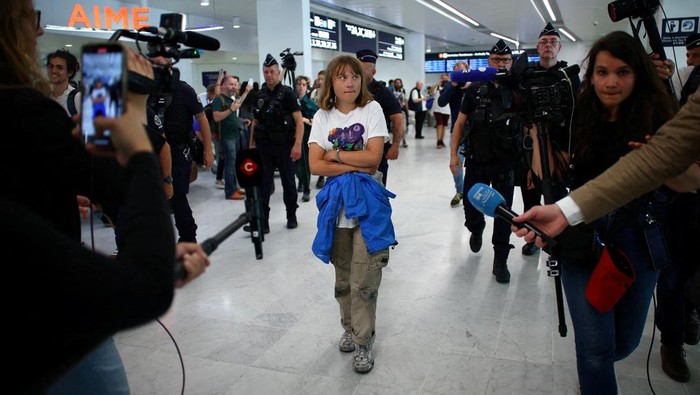 Swedish activist Greta Thunberg, who departed Israel by plane on Tuesday after being detained aboard the Gaza-bound British-flagged yacht 