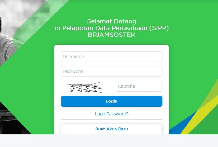 Halaman daftar SIPP BPJS Ketenagakerjaan