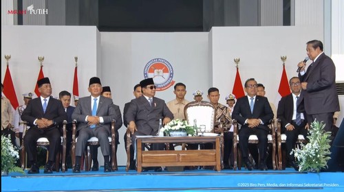 Presiden ke-6 Susilo Bambang Yudhoyono (SBY) mengungkapkan rasa bangganya terhadap Presiden Prabowo Subianto yang mengembangkan Universitas Pertahanan (Unhan), Sentul, Bogor, Rabu (11/6/2025).