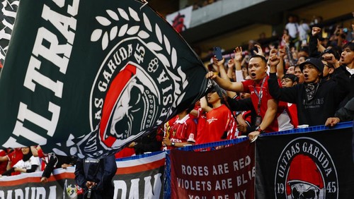 Soccer Football - World Cup - AFC Qualifiers - Group C - Japan v Indonesia - Suita City Stadium, Suita, Japan - June 10, 2025 Indonesia fans in the stands before the match REUTERS/Issei Kato