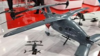 Intercrus Sola, lahir sebagai pesawat eVTOL generasi berikutnya untuk mobilitas udara perkotaan. Angkutan ini didesain ulang sebagai UAV militer untuk membawa peralatan militer canggih ke medan perang.Foto: Andi Hidayat/detikcom