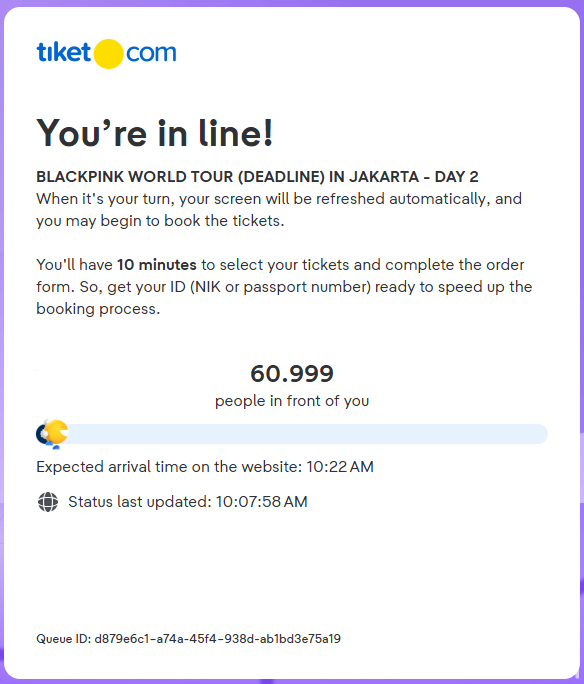 Antrean online war tiket konser BLACKPINK Jakarta 2025.