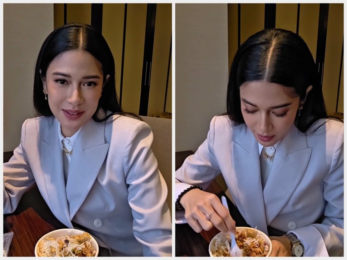 Dian Sastro makan bubur ayam