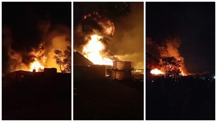 Gudang penimbunan bahan bakar minyak (BBM) ilegal di Bandar Lampung terbakar.