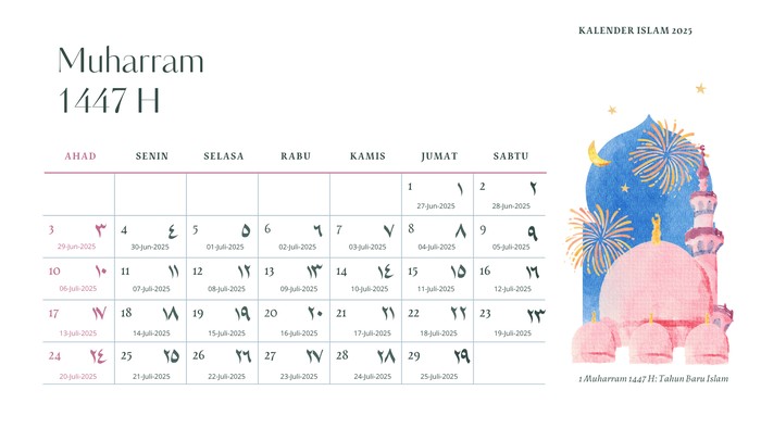Kalender Muharram 1447 H.