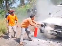 Pikap Terbakar di Saptosari Gunungkidul Usai Antar Material